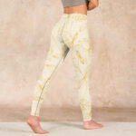 Buddha Stones Beige Flower Vine Print Gym Leggings Women's Yoga Pants - image 5