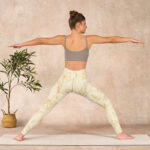 Buddha Stones Beige Flower Vine Print Gym Leggings Women's Yoga Pants - image 12