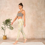Buddha Stones Beige Flower Vine Print Gym Leggings Women's Yoga Pants - image 13