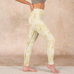 Buddha Stones Beige Flower Vine Print Gym Leggings Women's Yoga Pants - image 15