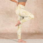 Buddha Stones Beige Flower Vine Print Gym Leggings Women's Yoga Pants - image 16