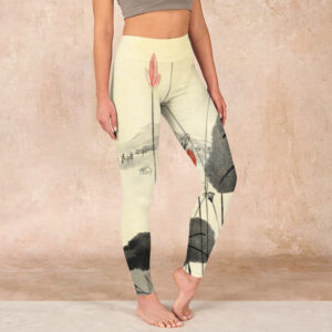 Buddha Stones Lotus Mountains House Print Gym Leggings Women's Yoga Pants - LightGoldenrodYellow - US18，UK/AU22，EU50 (4XL) - image 1