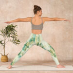 Buddha Stones Beige Green Tie Dye Print Exercise Leggings Women's Yoga Pants - image 12