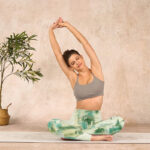 Buddha Stones Beige Green Tie Dye Print Exercise Leggings Women's Yoga Pants - image 14