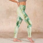 Buddha Stones Beige Green Tie Dye Print Exercise Leggings Women's Yoga Pants - image 16
