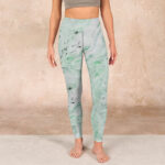 Buddha Stones Honeydew Green White Flow Line Print Exercise Leggings Women's Yoga Pants - image 2
