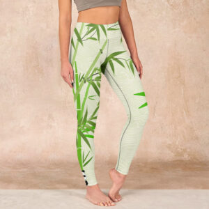Buddha Stones Lush Bamboo Panda Auspicious Cloud Waves Print Gym Leggings Women's Yoga Pants - PaleGreen - US18，UK/AU22，EU50 (4XL) - image 1