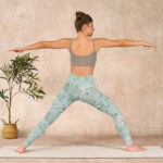 Buddha Stones Honeydew Green White Flow Line Print Exercise Leggings Women's Yoga Pants - image 11