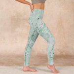 Buddha Stones Honeydew Green White Flow Line Print Exercise Leggings Women's Yoga Pants - image 16