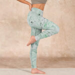 Buddha Stones Honeydew Green White Flow Line Print Exercise Leggings Women's Yoga Pants - image 17