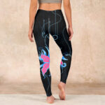 Buddha Stones Black Pink Blue Flowers Print Fitness Leggings Women's Yoga Pants - image 15