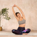 Buddha Stones Black Pink Blue Flowers Print Fitness Leggings Women's Yoga Pants - image 14