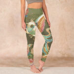 Buddha Stones Vibrant Phoenix Flowers Print Gym Leggings Women's Yoga Pants - OliveDrab - US18，UK/AU22，EU50 (4XL) - image 1