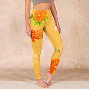 Buddha Stones Vibrant Rose Flowers Print Gym Leggings Women's Yoga Pants - Gold - US18，UK/AU22，EU50 (4XL) - image 1