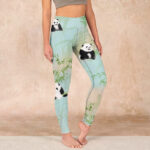 Buddha Stones Pandas Bamboo Print Gym Leggings Women's Yoga Pants - Aquamarine - US18，UK/AU22，EU50 (4XL) - image 1