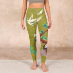 Buddha Stones Flying Cranes Auspicious Clouds Trees Print Gym Leggings Women's Yoga Pants - image 2