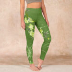 Buddha Stones Magpie Flowers Branches Print Gym Leggings Women's Yoga Pants - LimeGreen - US18，UK/AU22，EU50 (4XL) - image 1