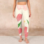 Buddha Stones Pink Tulip Flower Print Gym Fitness Leggings Women's Yoga Pants - image 2