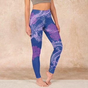 Buddha Stones Purple Dragon Phoenix Flowers Print Gym Leggings Women's Yoga Pants - SlateBlue - US18，UK/AU22，EU50 (4XL) - image 1