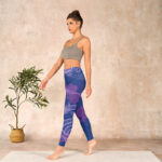 Buddha Stones Purple Dragon Phoenix Flowers Print Gym Leggings Women's Yoga Pants - image 13