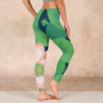 Buddha Stones Green Lotus Flower Leaf Print Sports Fitness Leggings Women's Yoga Pants - image 3
