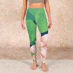 Buddha Stones Green Lotus Flower Leaf Print Sports Fitness Leggings Women's Yoga Pants - image 2