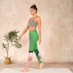 Buddha Stones Green Lotus Flower Leaf Print Sports Fitness Leggings Women's Yoga Pants - image 13