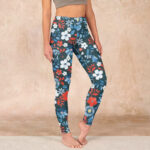 Buddha Stones Red White Flower Dandelion Print Gym Fitness Leggings Women's Yoga Pants - SteelBlue - US18，UK/AU22，EU50 (4XL) - image 1