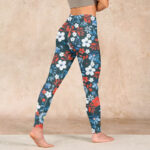 Buddha Stones Red White Flower Dandelion Print Gym Fitness Leggings Women's Yoga Pants - image 5