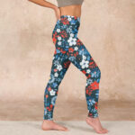 Buddha Stones Red White Flower Dandelion Print Gym Fitness Leggings Women's Yoga Pants - image 15
