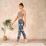 Buddha Stones Red White Flower Dandelion Print Gym Fitness Leggings Women's Yoga Pants - image 13