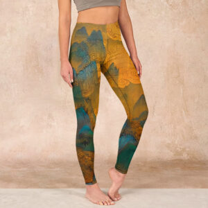 Buddha Stones Dark Goldenrod Mountain Print Fitness Leggings Women's Yoga Pants - Dark Goldenrod - US18，UK/AU22，EU50 (4XL) - image 1