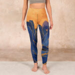 Buddha Stones Dark Blue Mountain Sunset Print Fitness Leggings Women's Yoga Pants - image 2