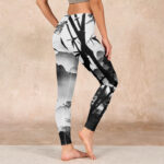 Buddha Stones Ink Painting Bamboo Pine Mountain Scenery Print Gym Leggings Women's Yoga Pants - image 3
