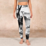 Buddha Stones Ink Painting Bamboo Pine Mountain Scenery Print Gym Leggings Women's Yoga Pants - image 2