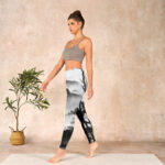 Buddha Stones Ink Painting Bamboo Pine Mountain Scenery Print Gym Leggings Women's Yoga Pants - image 13