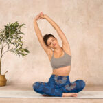 Buddha Stones Dark Blue Flowers In Bloom Print Sports Leggings Women's Yoga Pants - image 14