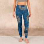 Buddha Stones Dark Blue Flowers In Bloom Print Sports Leggings Women's Yoga Pants - image 2