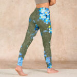 Buddha Stones Blue Flowers Butterflies Print Gym Leggings Women's Yoga Pants - image 5