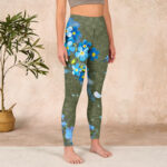 Buddha Stones Blue Flowers Butterflies Print Gym Leggings Women's Yoga Pants - image 4