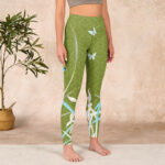 Buddha Stones Green Butterfly Orchid Flowers Print Gym Leggings Women's Yoga Pants - image 4