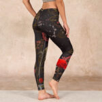 Buddha Stones Red Roses Print Gym Leggings Women's Yoga Pants - image 3