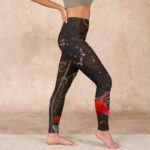 Buddha Stones Red Roses Print Gym Leggings Women's Yoga Pants - image 17