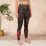 Buddha Stones Red Roses Print Gym Leggings Women's Yoga Pants - image 4