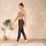 Buddha Stones Red Roses Print Gym Leggings Women's Yoga Pants - image 13