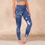 Buddha Stones Blue Rose Butterfly Print Sports Leggings Women's Yoga Pants - SteelBlue - US18，UK/AU22，EU50 (4XL) - image 1