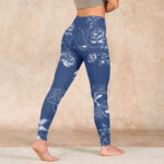 Buddha Stones Blue Rose Butterfly Print Sports Leggings Women's Yoga Pants - image 5