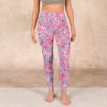 Buddha Stones Pink Flowers Print Gym Fitness Leggings Women's Yoga Pants - image 2