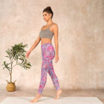 Buddha Stones Pink Flowers Print Gym Fitness Leggings Women's Yoga Pants - image 13