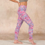 Buddha Stones Pink Flowers Print Gym Fitness Leggings Women's Yoga Pants - image 15